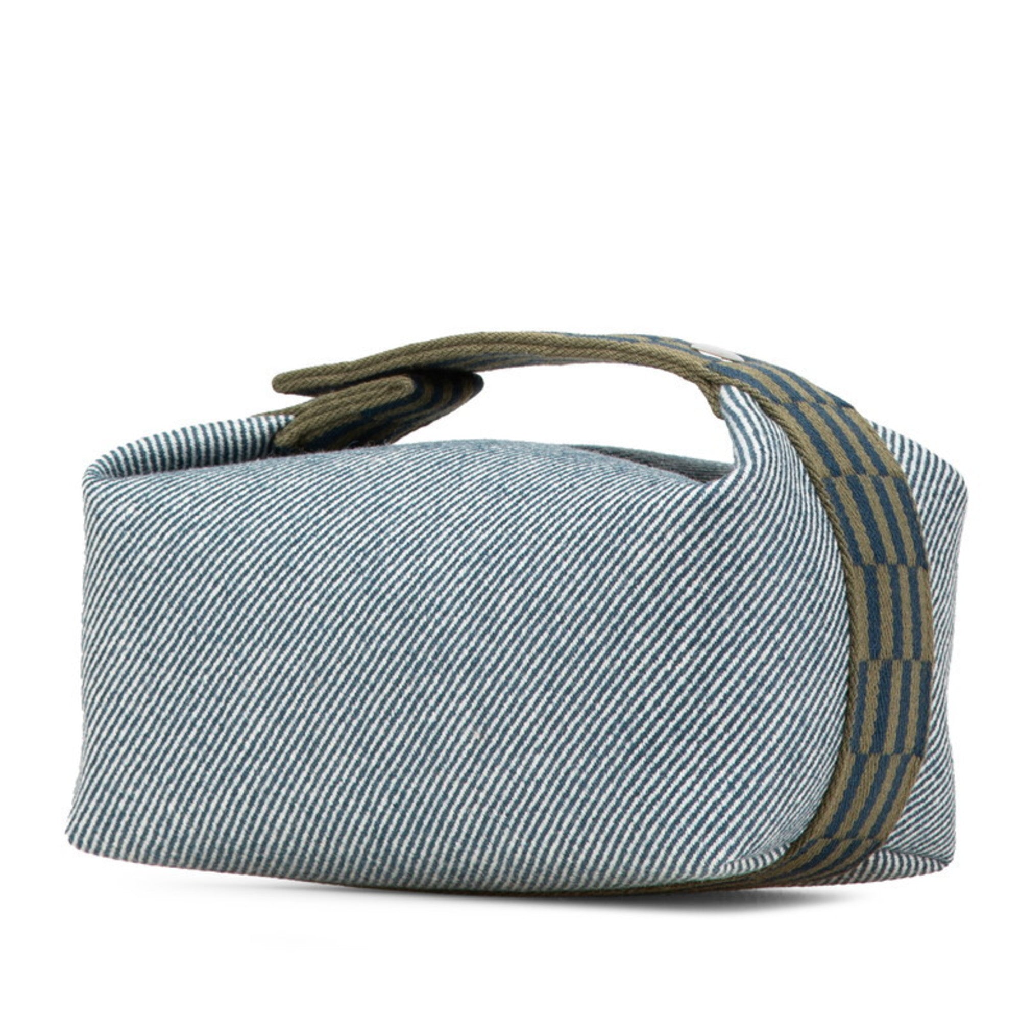 Hermès Bride A Black PM Handbag, Blue Abyss and Green Cotton, Women's, HERMES