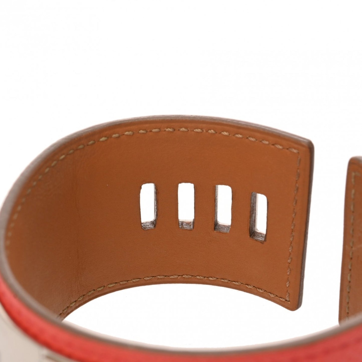 HERMES Collier de Chien GM Rose Jaipur Silver Hardware T Stamp (circa 2015) Unisex Epsom Leather Bracelet