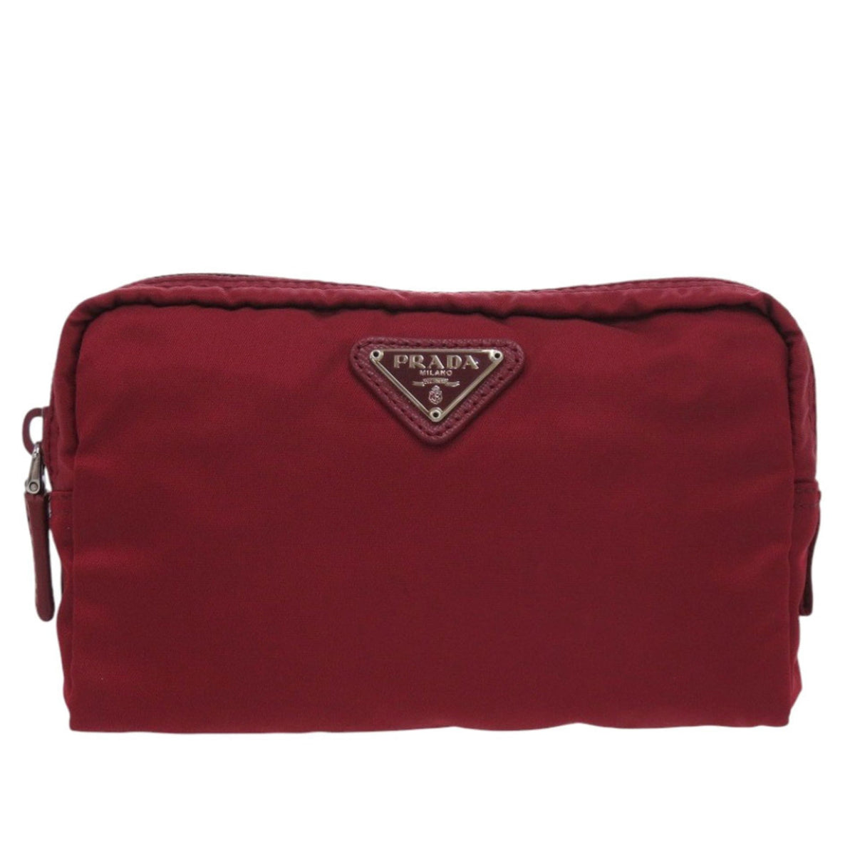 Prada 1N0021 Triangle Logo Nylon Red Cosmetic Pouch Handbag 0513PRADA — Like New