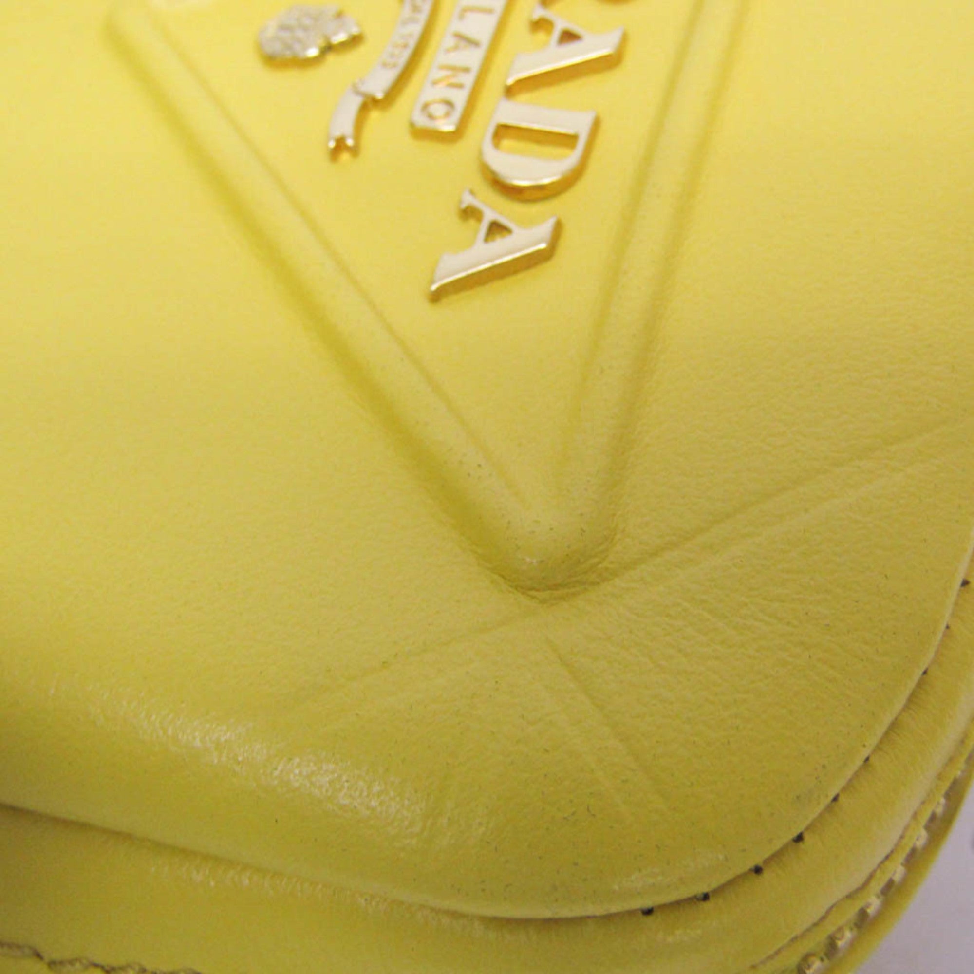 Prada Small Shoulder Pouch PELLETTERIA 9Y21OM Women's Leather Pouch,Shoulder Bag Yellow — Like New