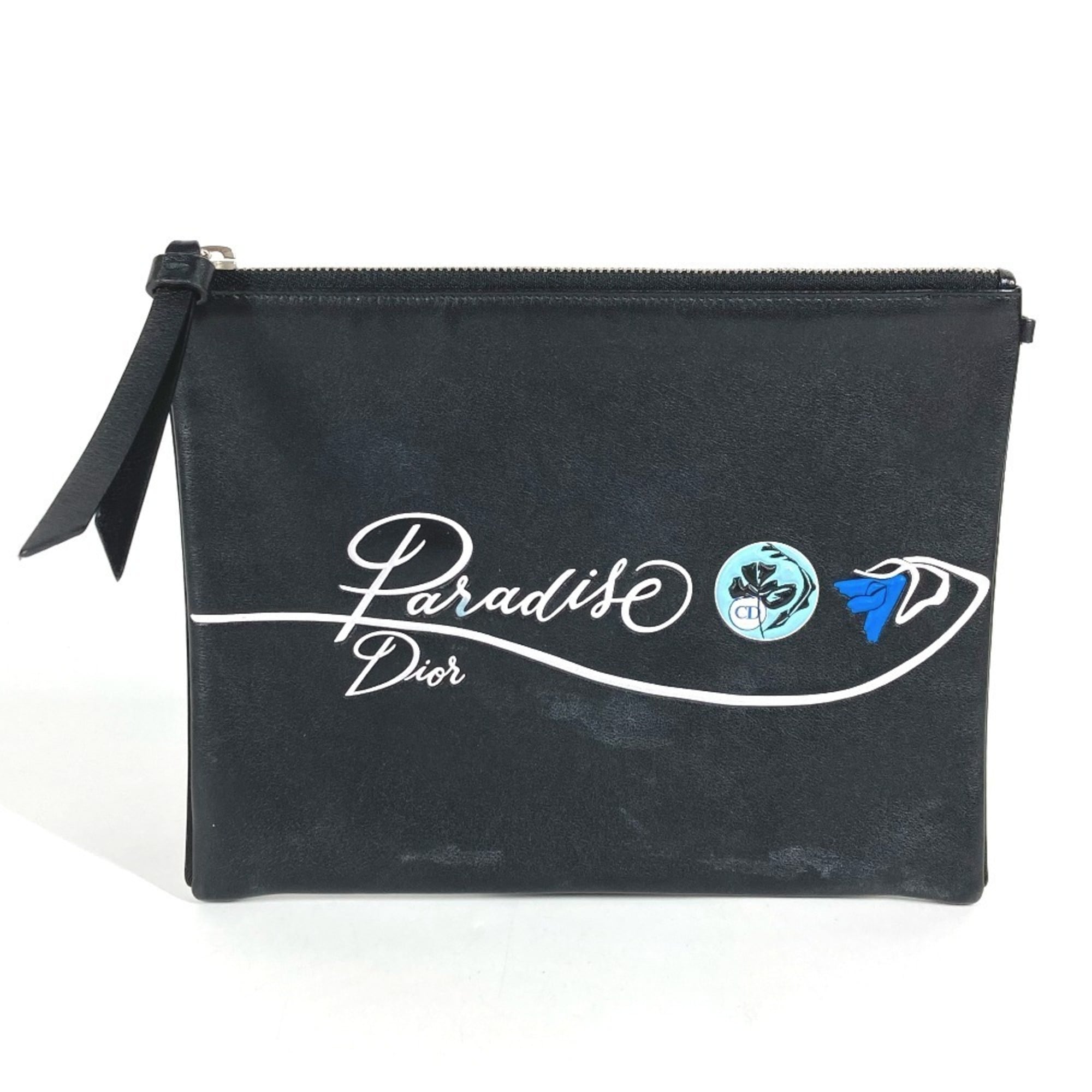 Christian Dior Dior logo bag, second pouch, clutch leather, men's and women's, black