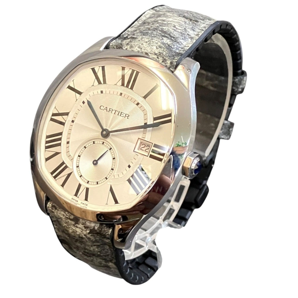 Cartier Drive de LM wristwatch, total weight 74.8g, stainless steel, rubber strap, automatic movement, silver dial, WSNM0004 — Good