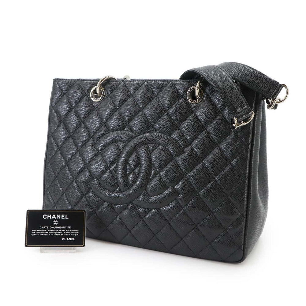 Chanel Matelasse Grand Chain Tote Handbag GST Caviar Leather Black A50995 — Like New