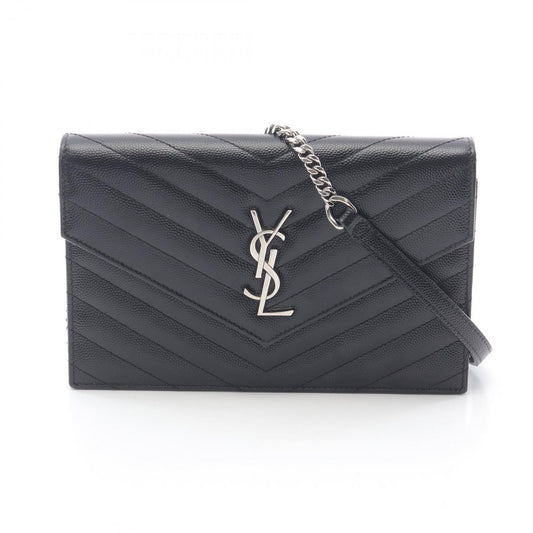 Saint Laurent Cassandra Envelope Shoulder Bag, Leather, Women's, Black