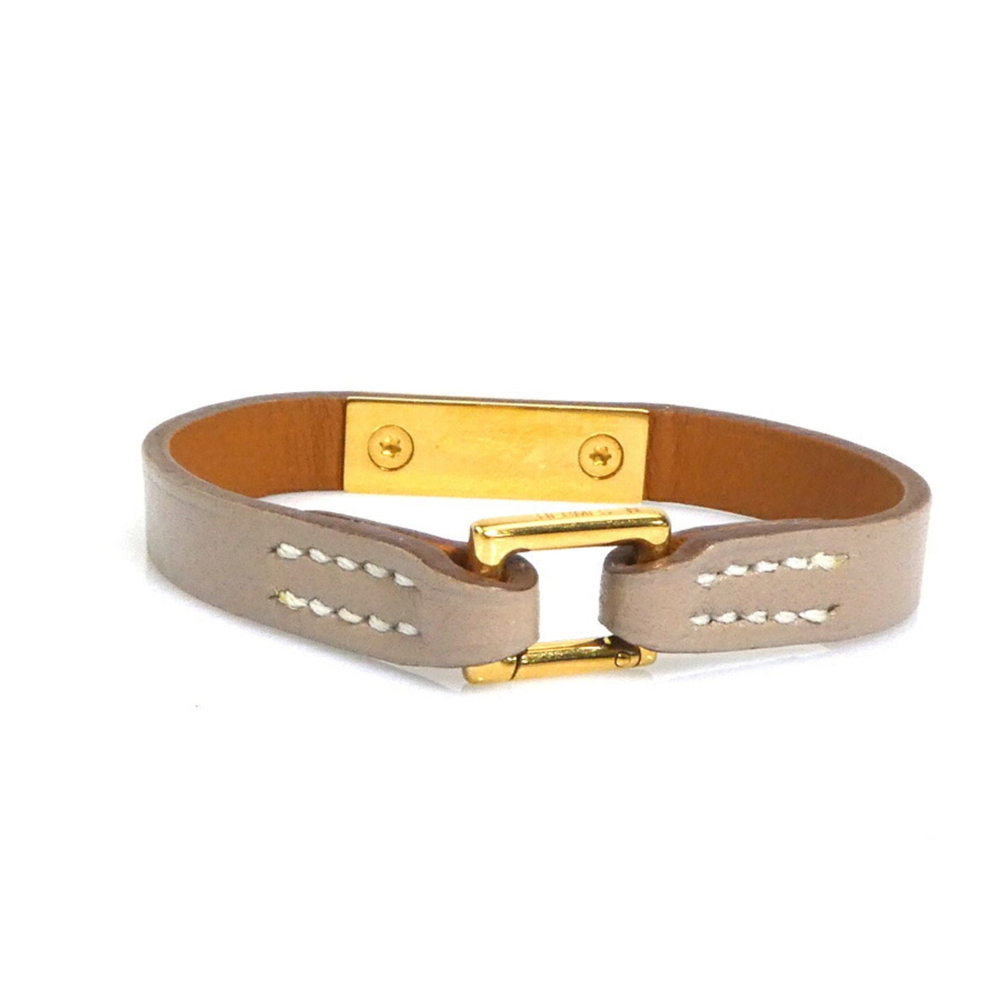 Hermes Hermès Rival Mini Leather and Metal Bracelet in Greige Gold, Women's, e60648g