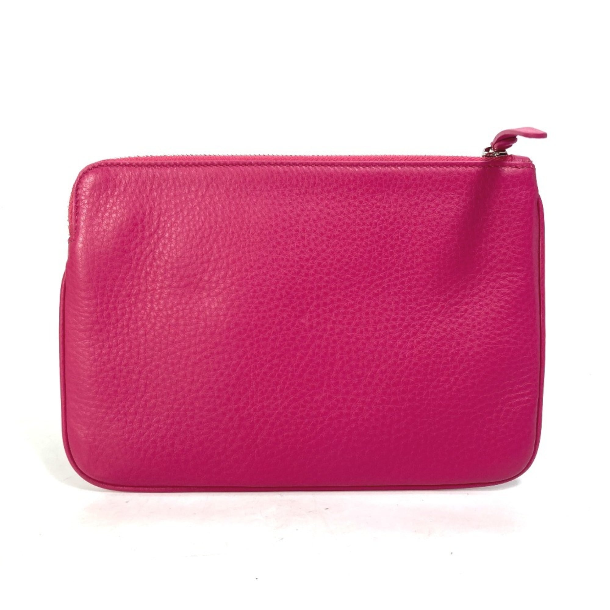 BALENCIAGA 492465 Logo Everyday Pouch M Bag Clutch Leather Women's Pink — Like New