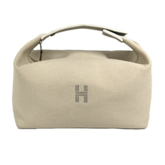 HERMES Brid a Black GM Bag, Pouch, Vanity Bag with H Logo, Cotton Handbag, Men's/Women's, Beige — Like New