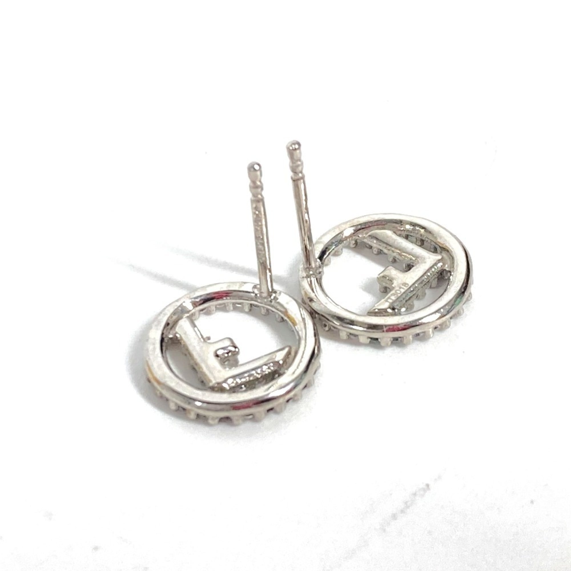 FENDI Rhinestone F's Earrings Metal Women's Silver x Blue Similar E-240710-23 — Like New