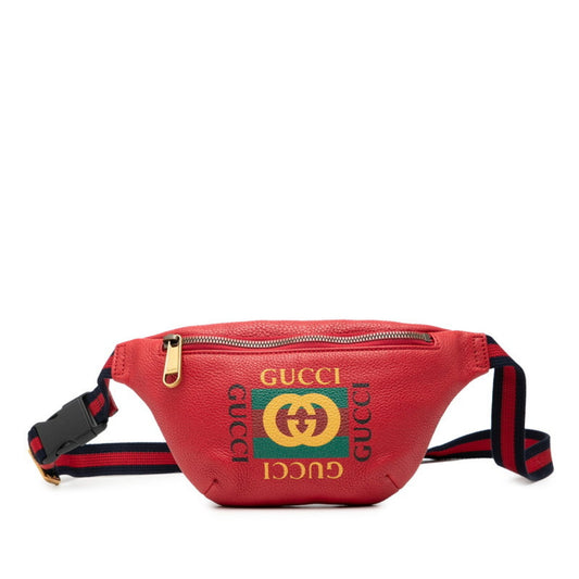 Gucci logo body bag/waist bag 527792 red leather women's GUCCI