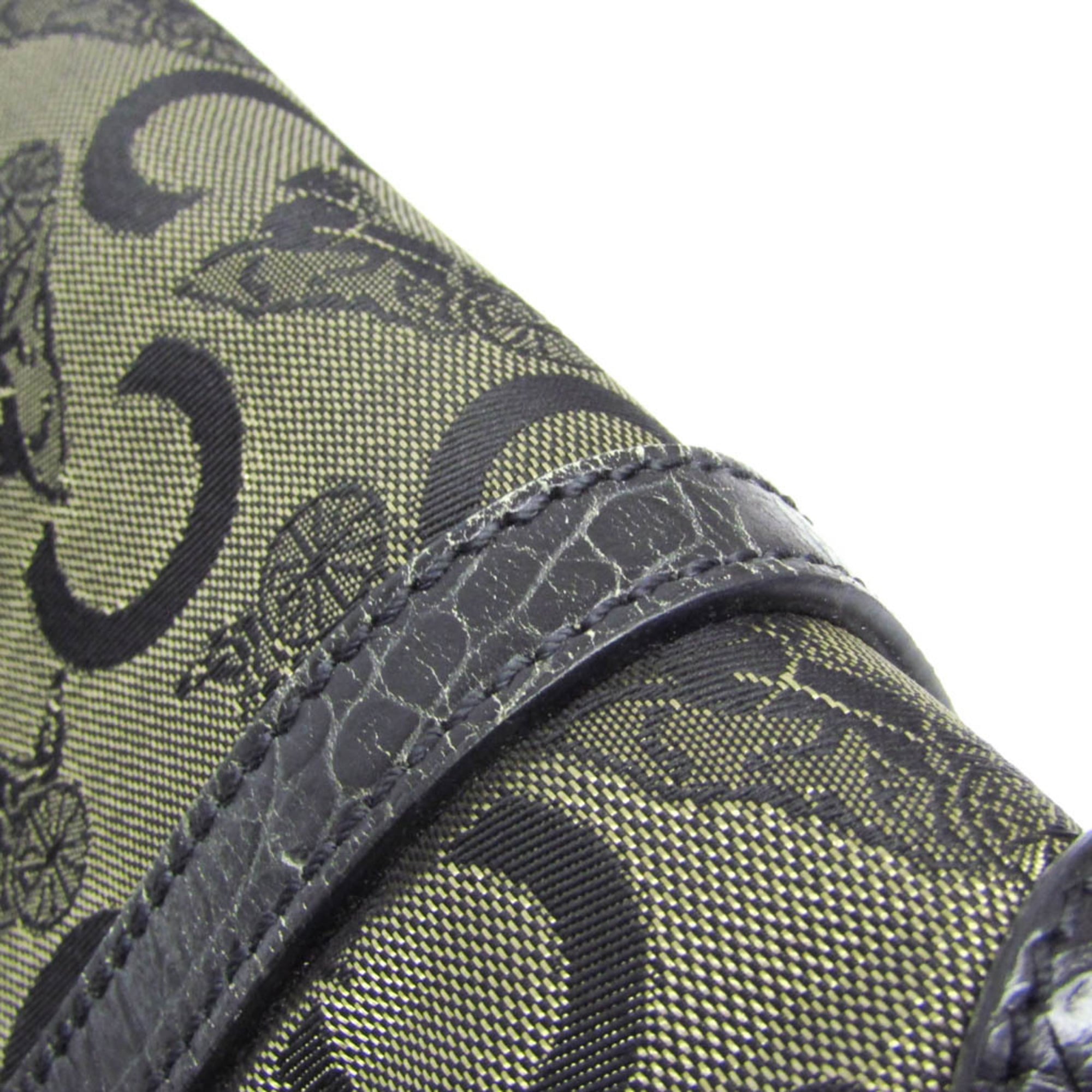 Celine C Macadam Carriage Pattern Women's Canvas,Leather Tote Bag Beige,Black