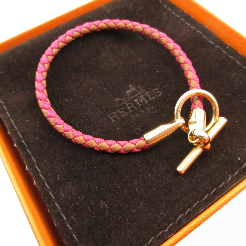 Hermes Leather Canvas Pink Brown Bracelet 0850HERMES — Like New