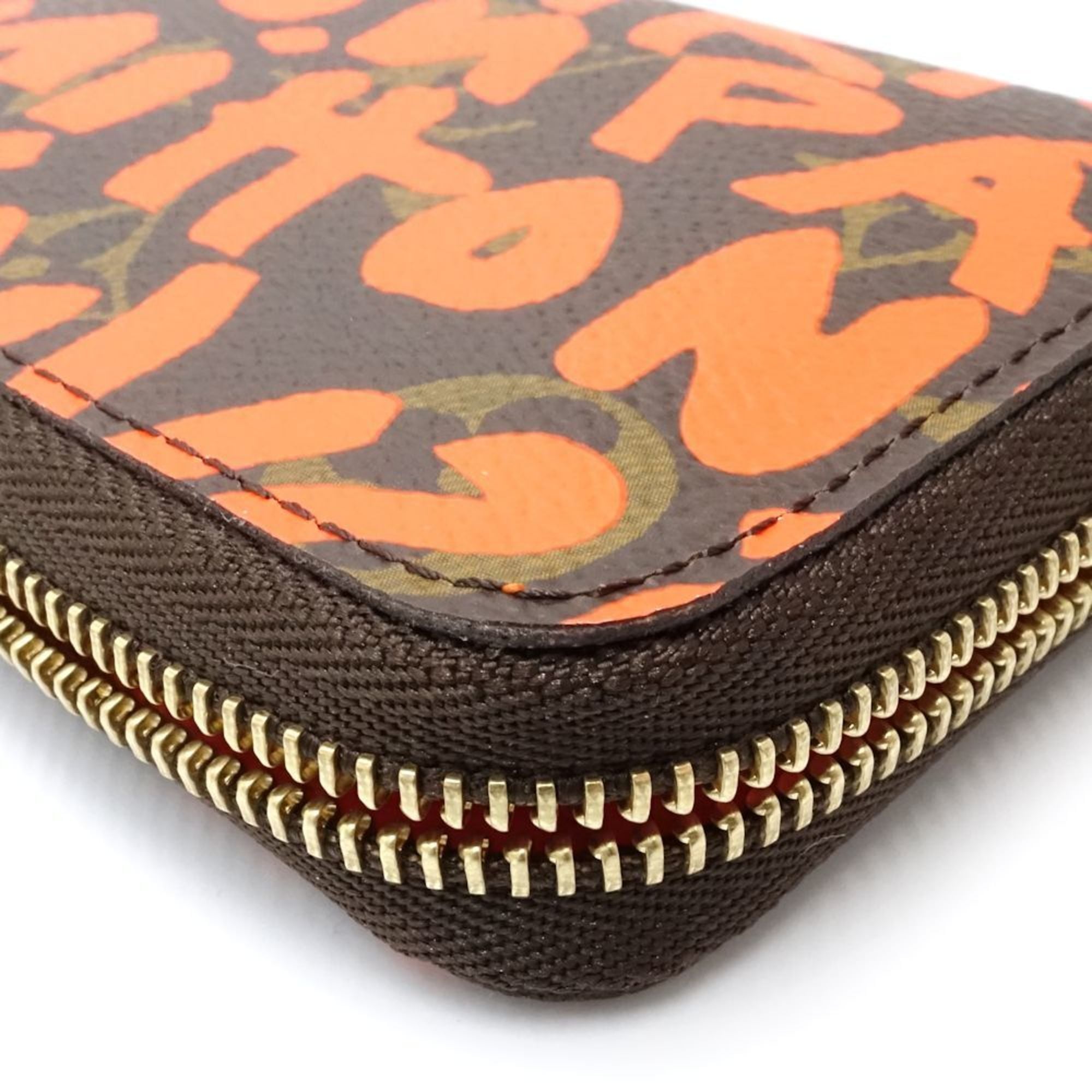 LOUIS VUITTON Louis Vuitton Wallet/Coin Case M93708 Zippy Coin Purse Monogram Graffiti Brown Orange Women's 181780