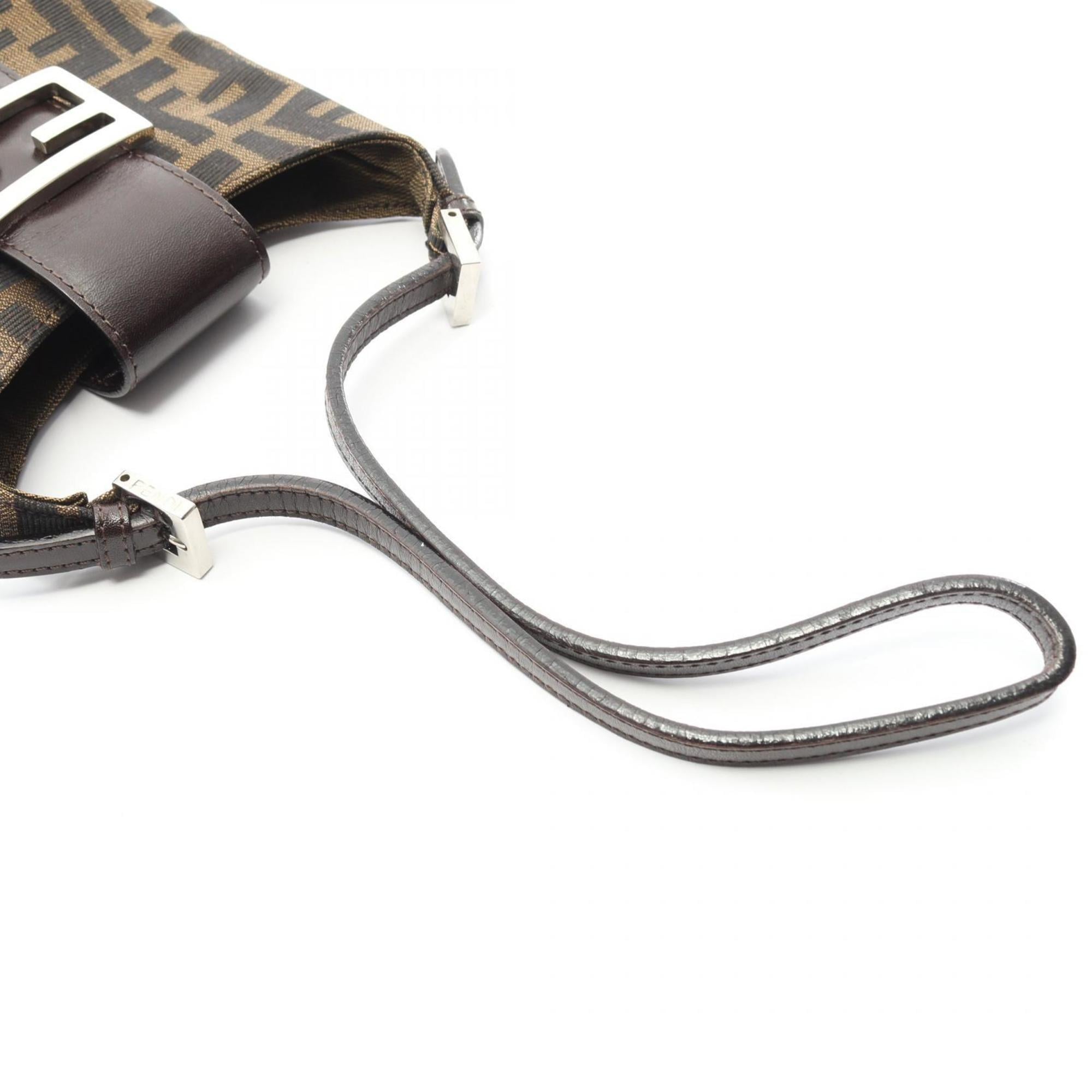 Fendi Zucca Shoulder Bag, Canvas and Leather, Women's, Brown