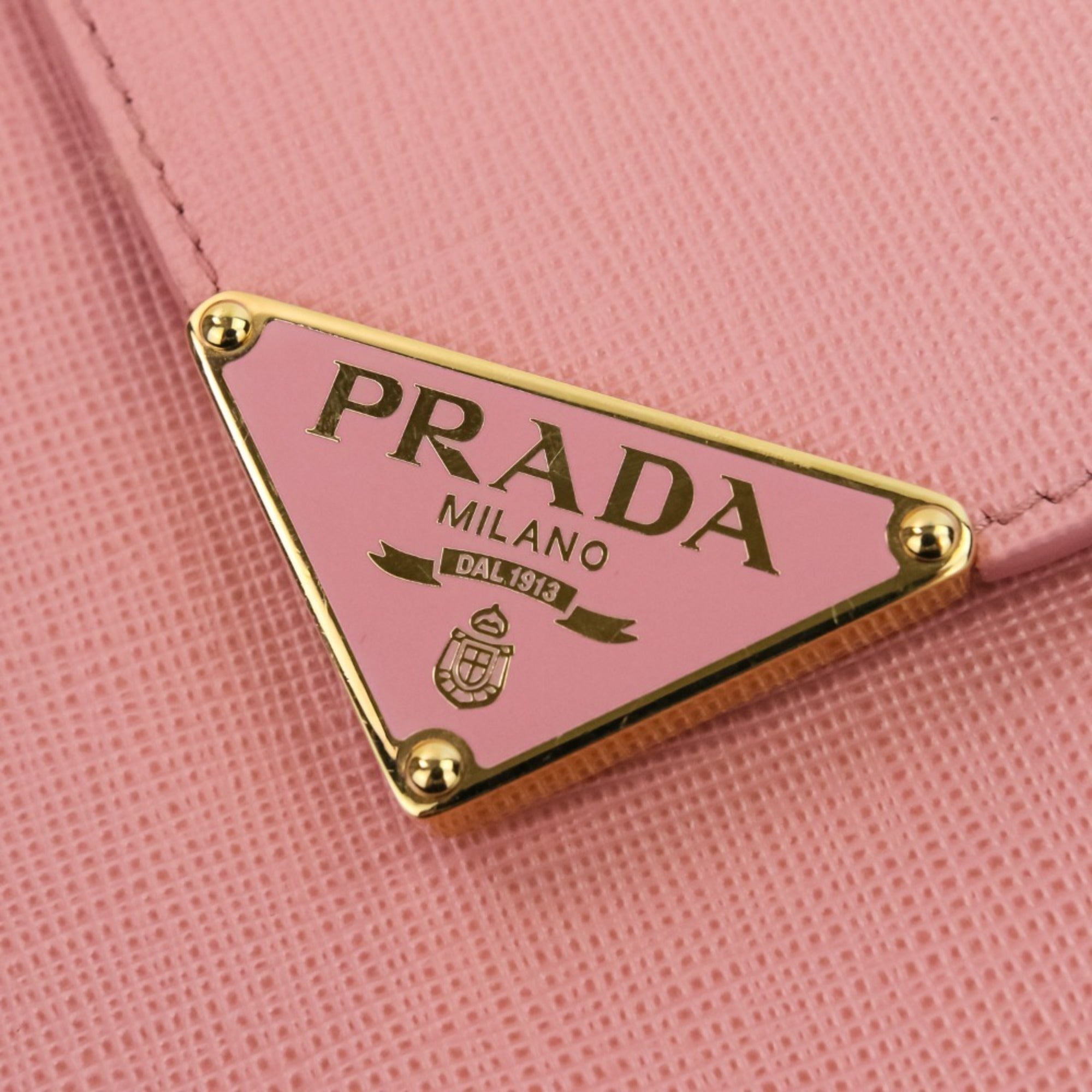 PRADA Saffiano Leather Chain Shoulder Bag/Pochette 1BP050 Pink Women's — Like New