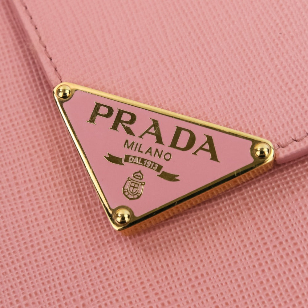 PRADA Saffiano Leather Chain Shoulder Bag/Pochette 1BP050 Pink Women's — Like New