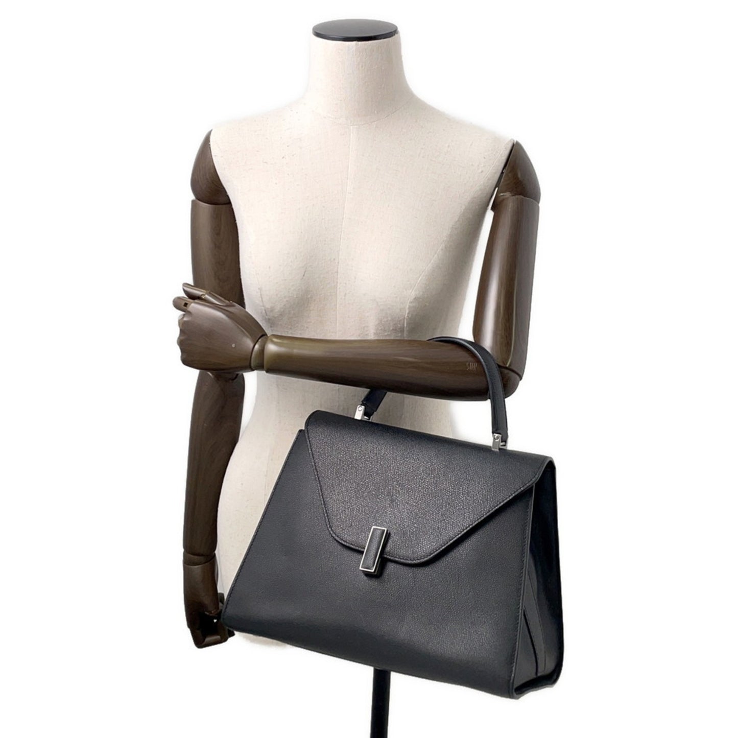 Valextra Iside Large Handbag, 2-way, Black