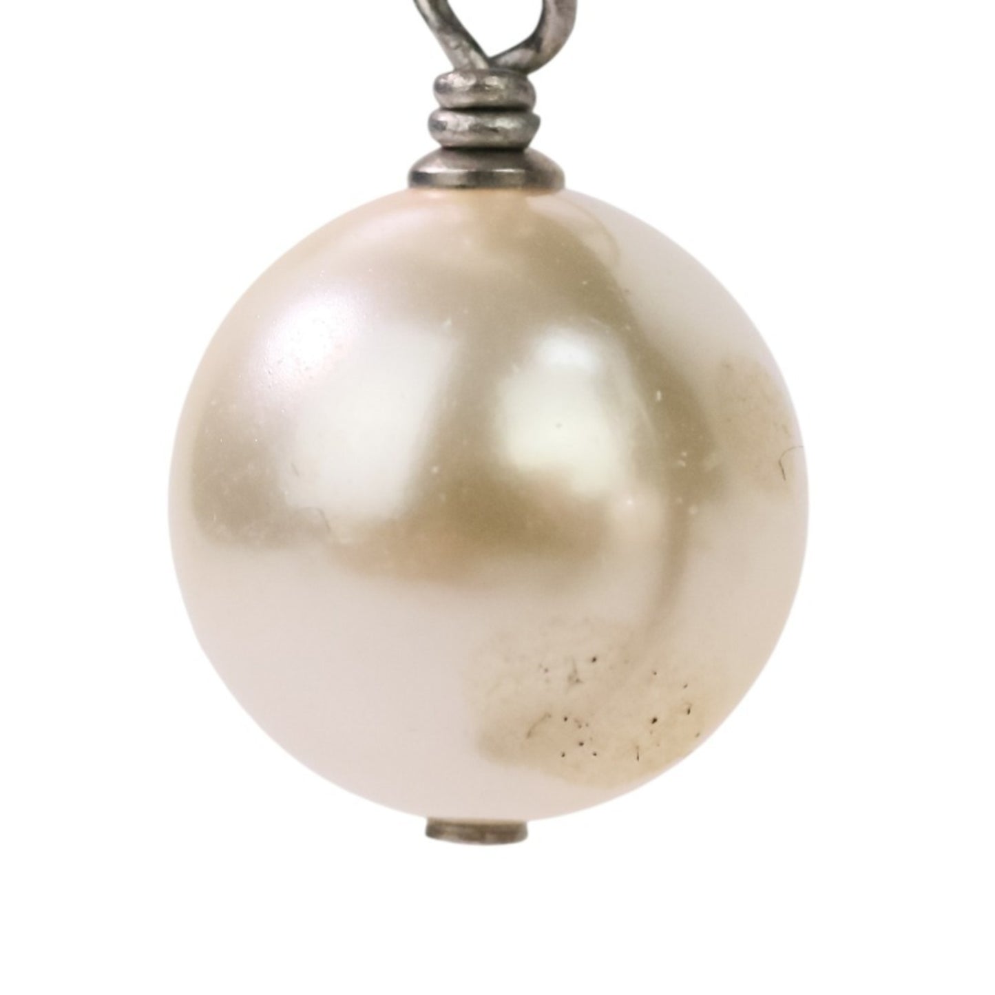 Chanel Faux Pearl & Rhinestone Coco Mark Stud Earrings in White and Silver