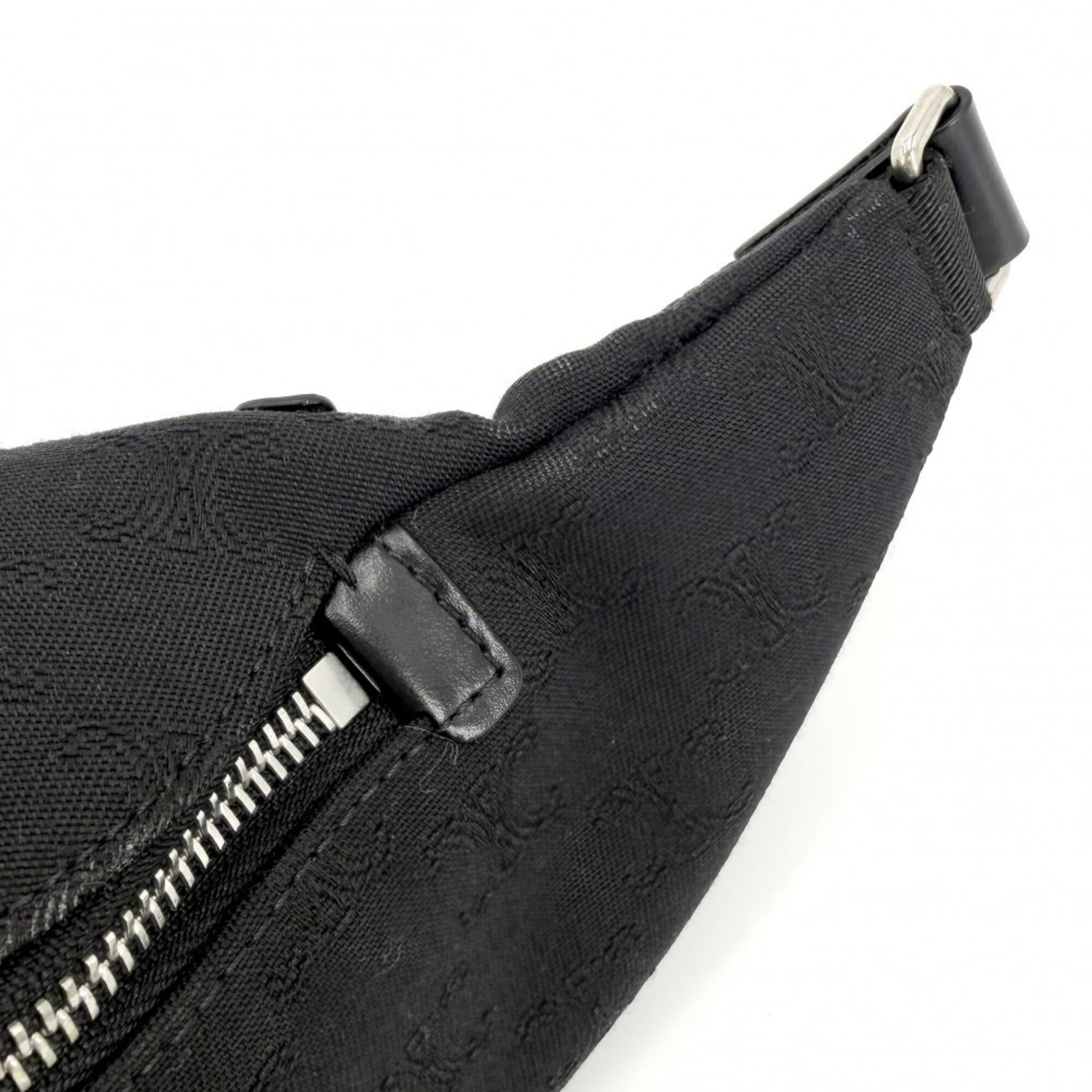 Celine Triomphe Belt Bag/Waist Bag for Men, Black Canvas, Silver Hardware — Like New