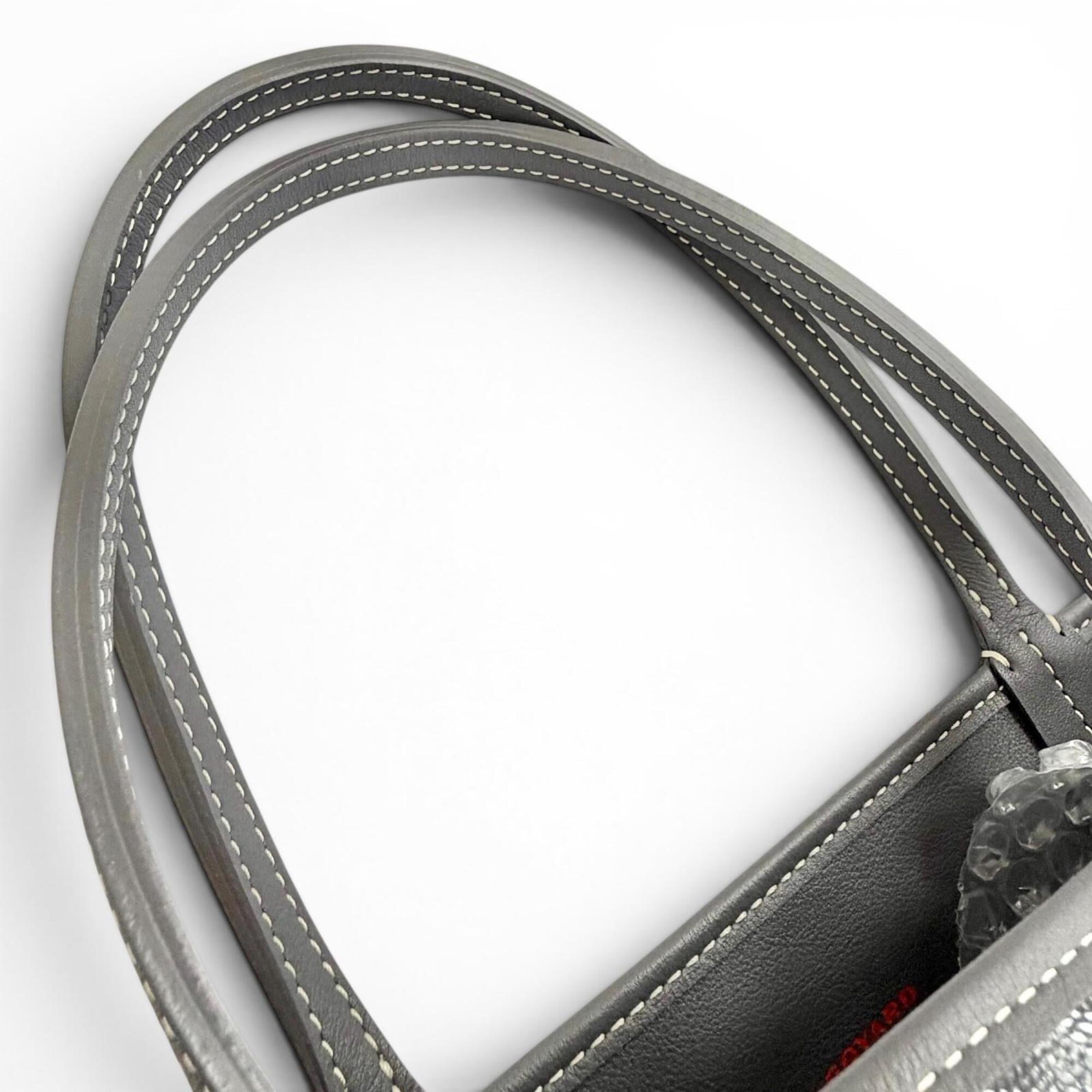 GOYARD Ange PM Tote Bag, Goyardine Canvas with Leather Accents, Comes Pouch, Grey, Made in France, Women's, Includes Dust Bag — Like New