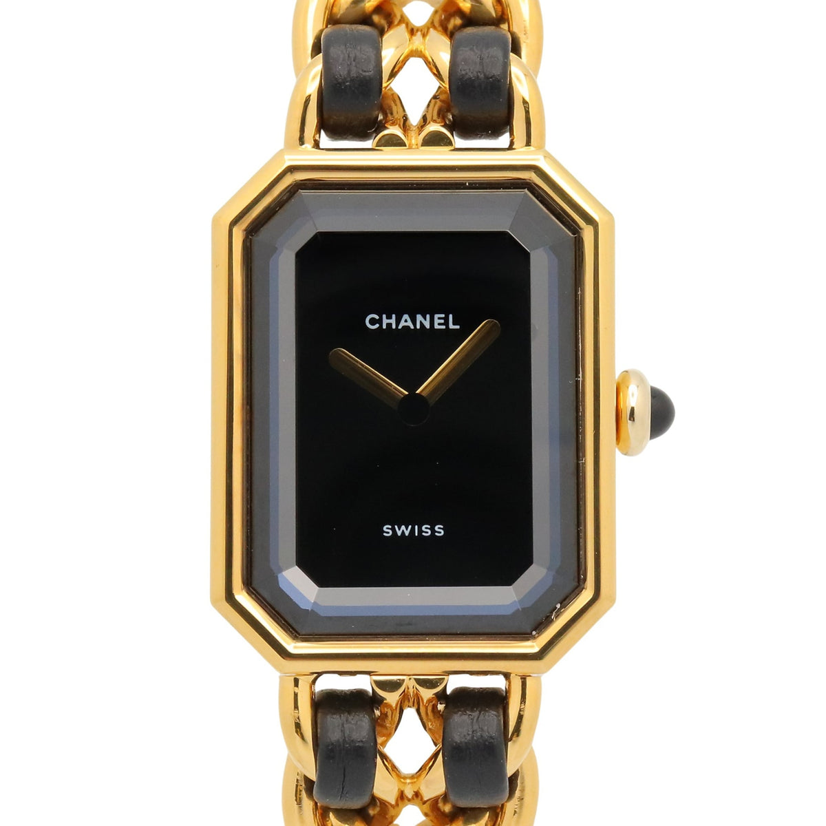 Chanel CHANEL Première M Watch, Gold Plated Leather, Women's, Black, H0001 — Very Good