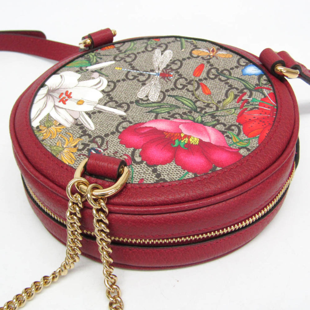 Gucci Ophidia GG Flora 598661 Women's Coated Canvas,Leather Backpack Beige,Red Color — Like New