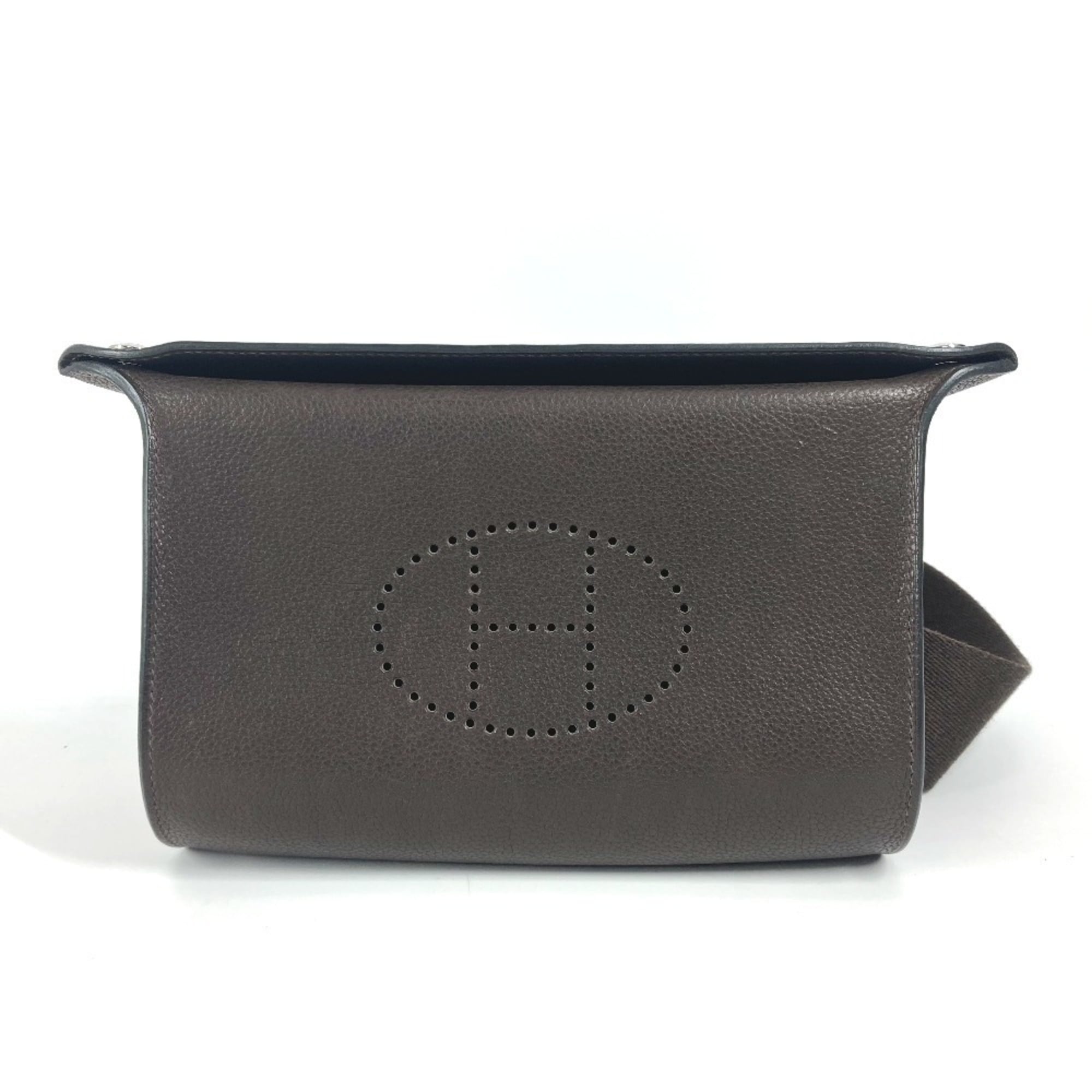 HERMES Hermes H logo punching Vid Poche crossbody bag pochette diagonal shoulder Togo men women dark brown — Like New