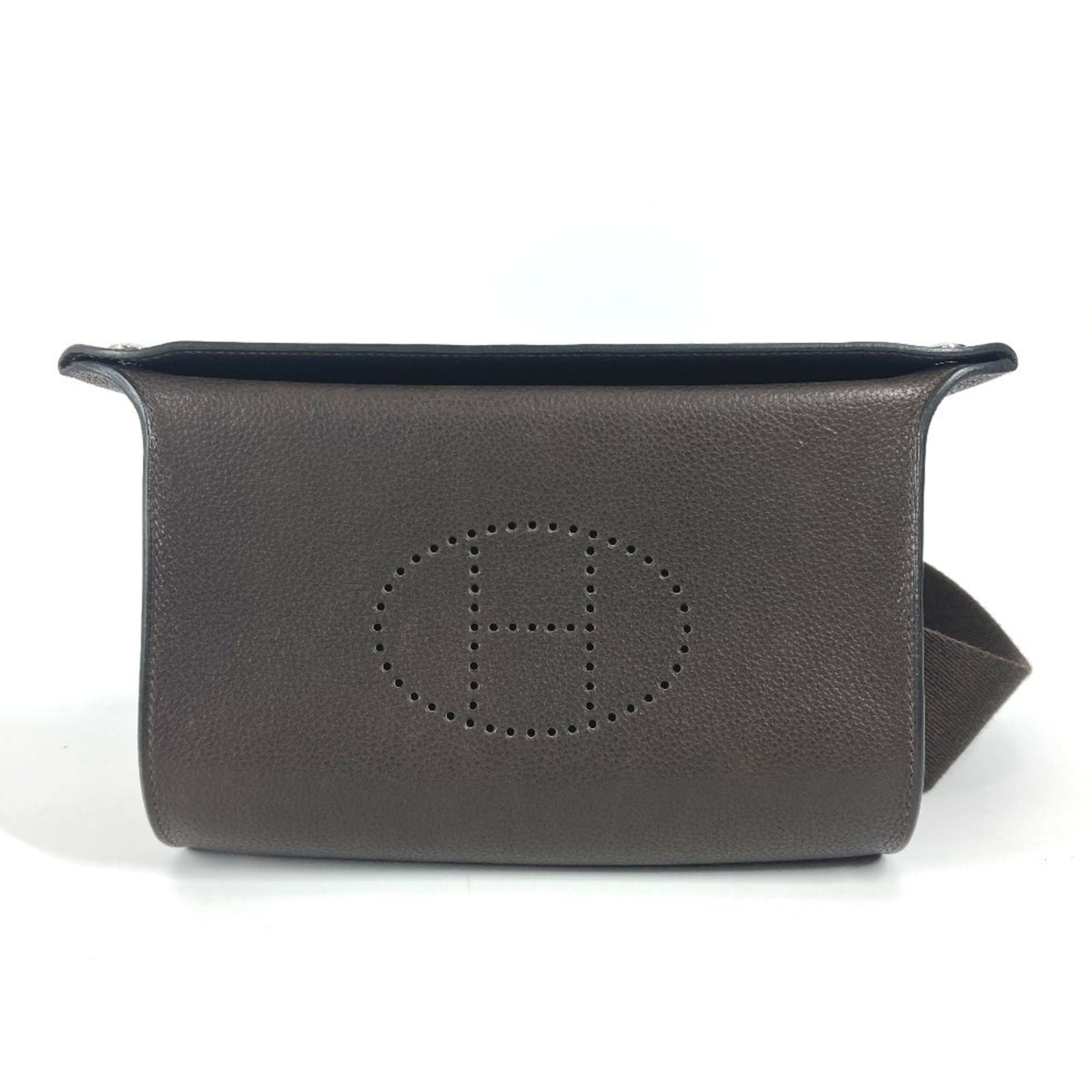 HERMES Hermes H logo punching Vid Poche crossbody bag pochette diagonal shoulder Togo men women dark brown — Like New