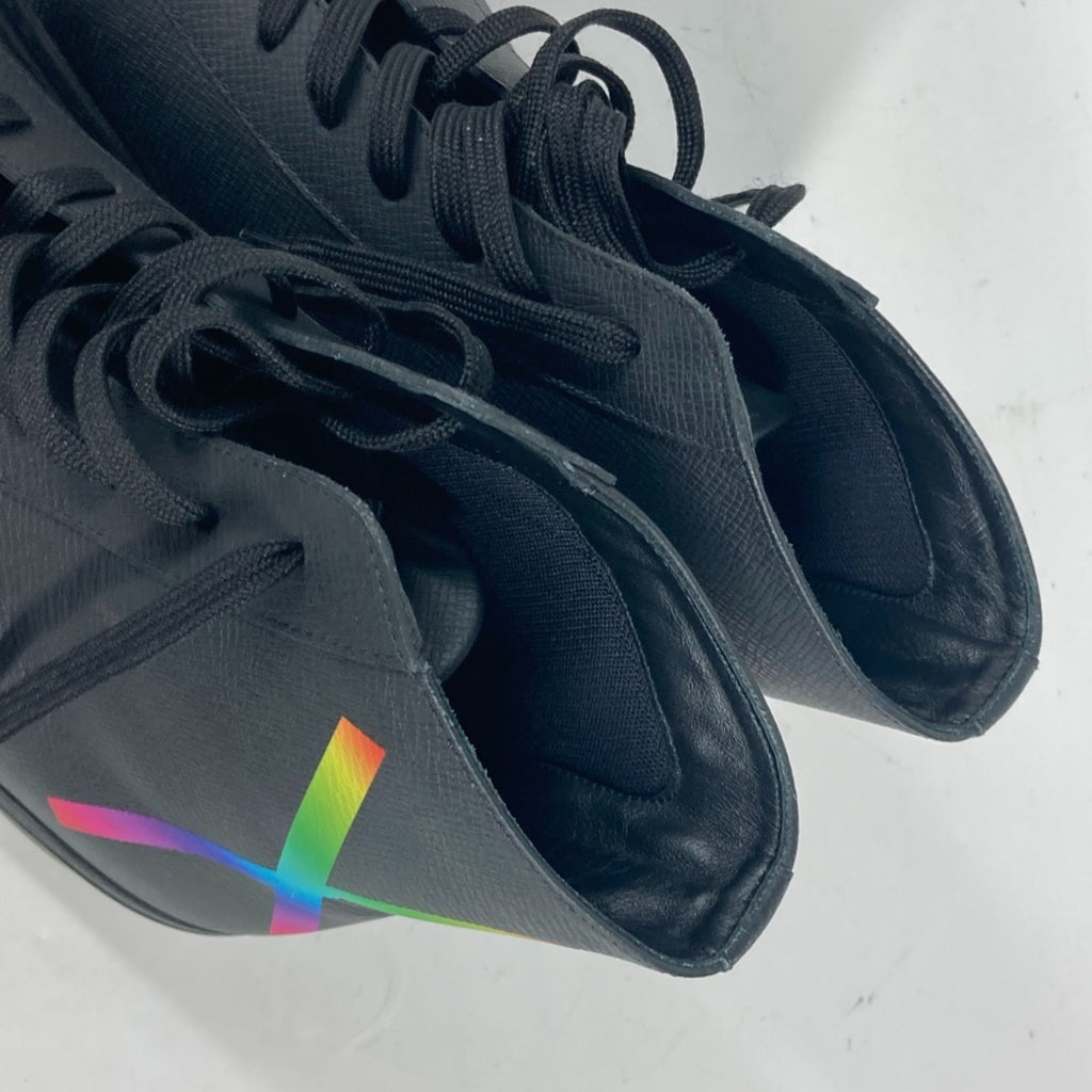 LOUIS VUITTON Rainbow Logo High-Top Sneakers with Laces, Men's Leather, Black