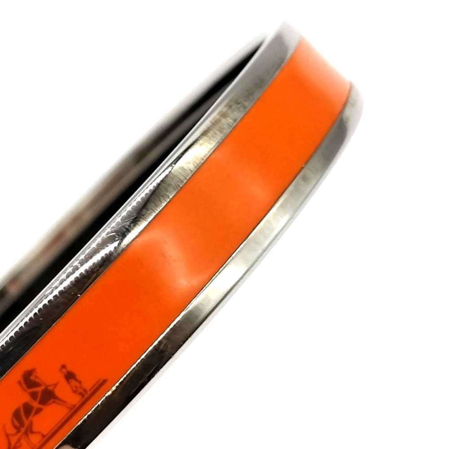 Hermes enamel PM orange cloisonné mark bangle bracelet for women.