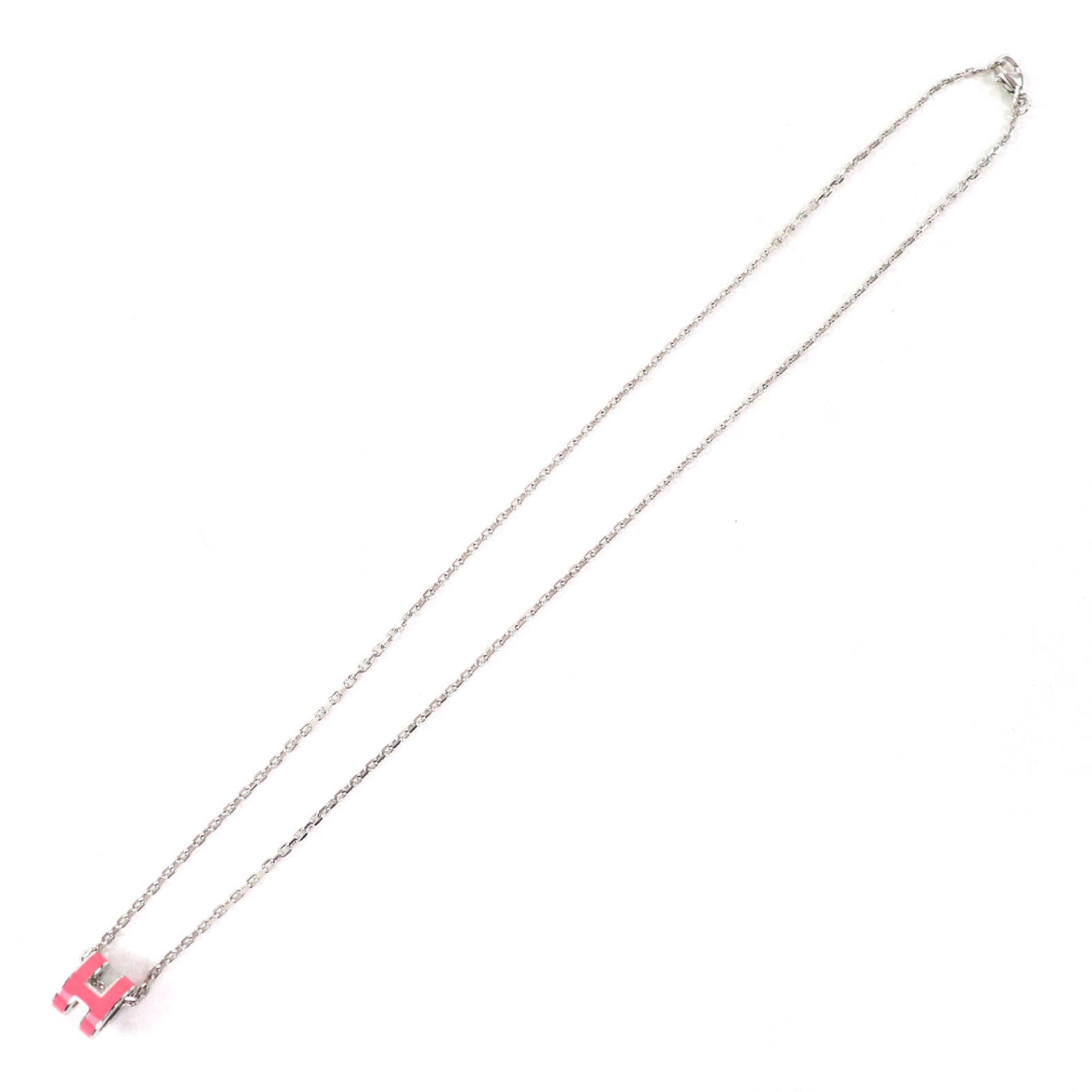 HERMES Mini Pop H Pendant Necklace in Pink and Silver, Includes Box Dust Bag, Made France, Extremely Popular for Women — Like New