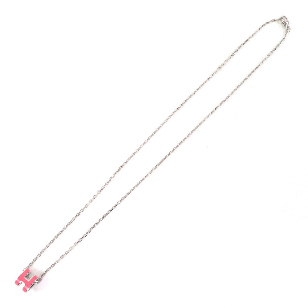 HERMES Mini Pop H Pendant Necklace in Pink and Silver, Includes Box Dust Bag, Made France, Extremely Popular for Women — Like New