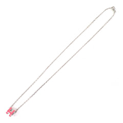 HERMES Mini Pop H Pendant Necklace in Pink and Silver, Includes Box Dust Bag, Made France, Extremely Popular for Women — Like New
