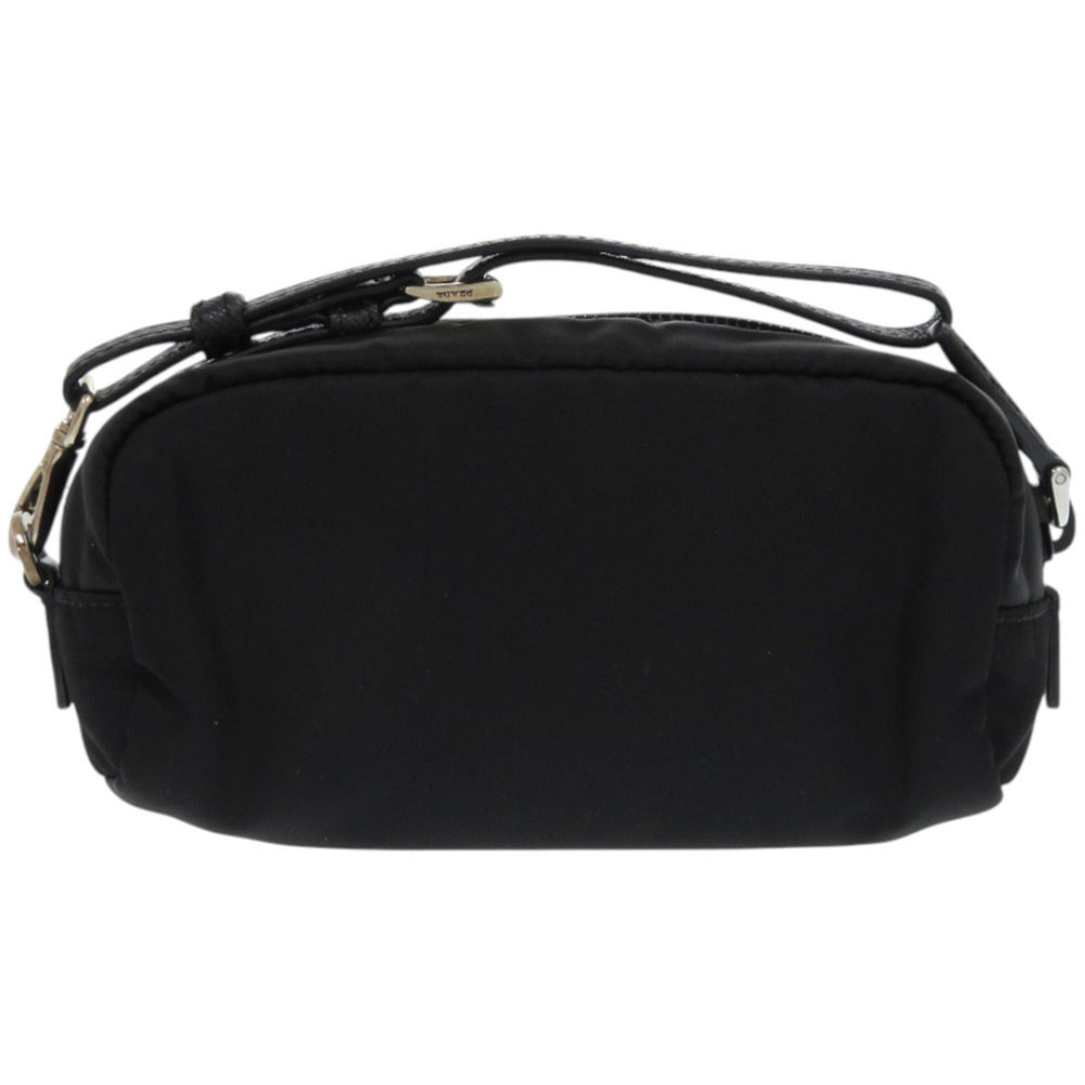 Like new Prada pouch with strap, 1NE175 nylon, silver hardware, black, 0351 PRADA — Like New