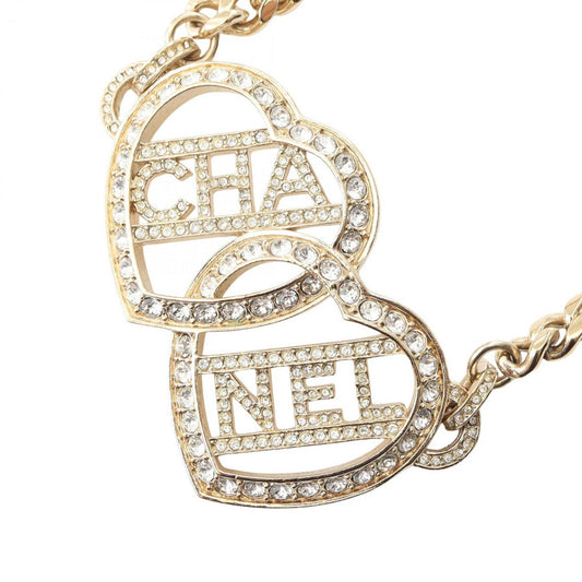 CHANEL Choker Accessory GP (Gold Plated) with Rhinestones, Women's, Gold and Clear