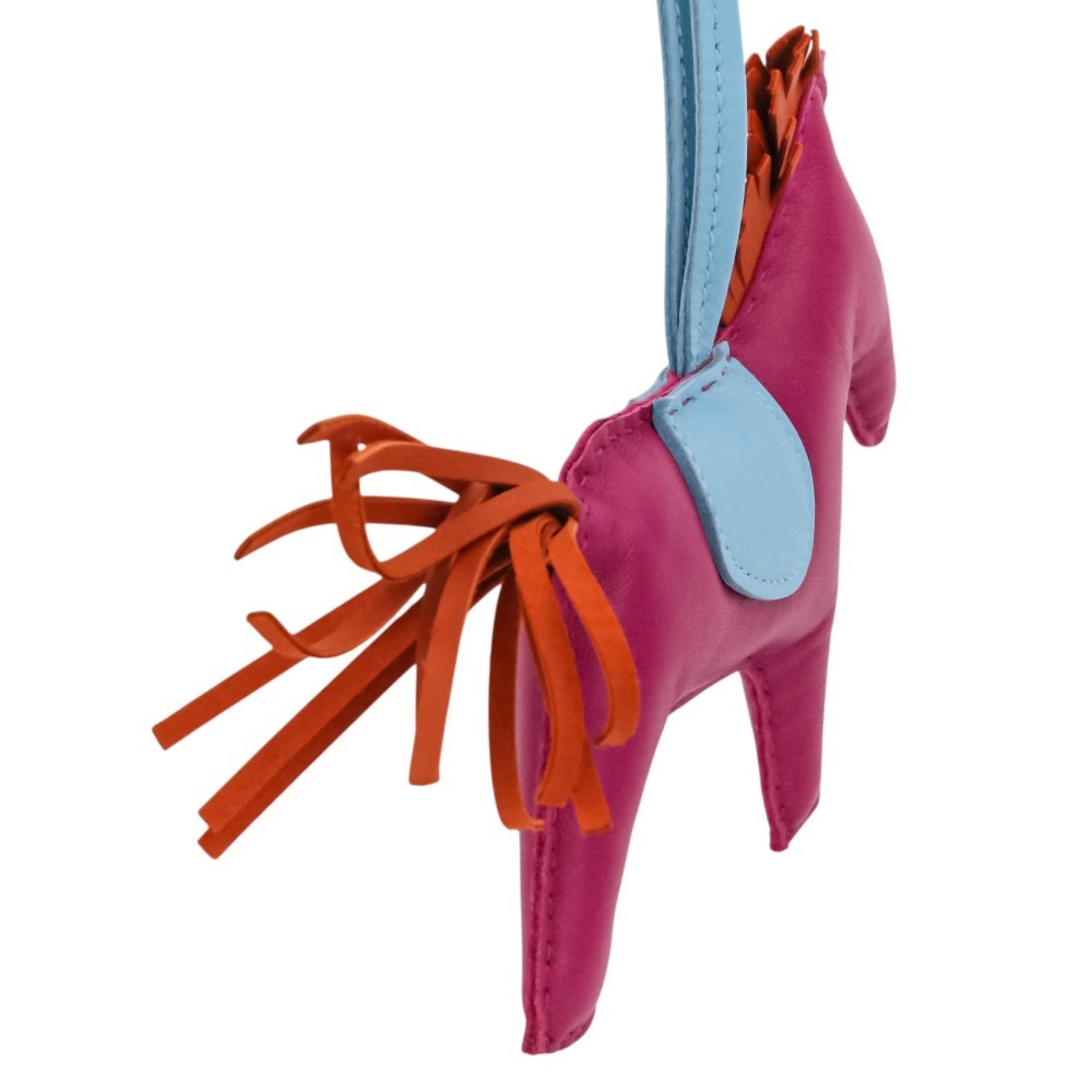HERMES Rodeo MM Leather Accessory Bag Charm, Agneau Milo Purple Light Blue, Women's — Like New