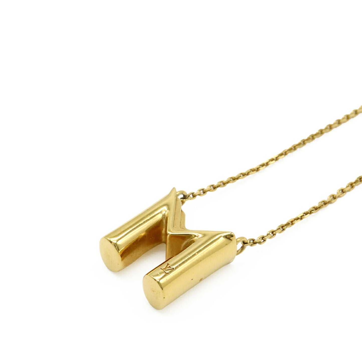 LOUIS VUITTON LV&ME M Initial Alphabet Pendant Necklace in GP Gold (M61068)