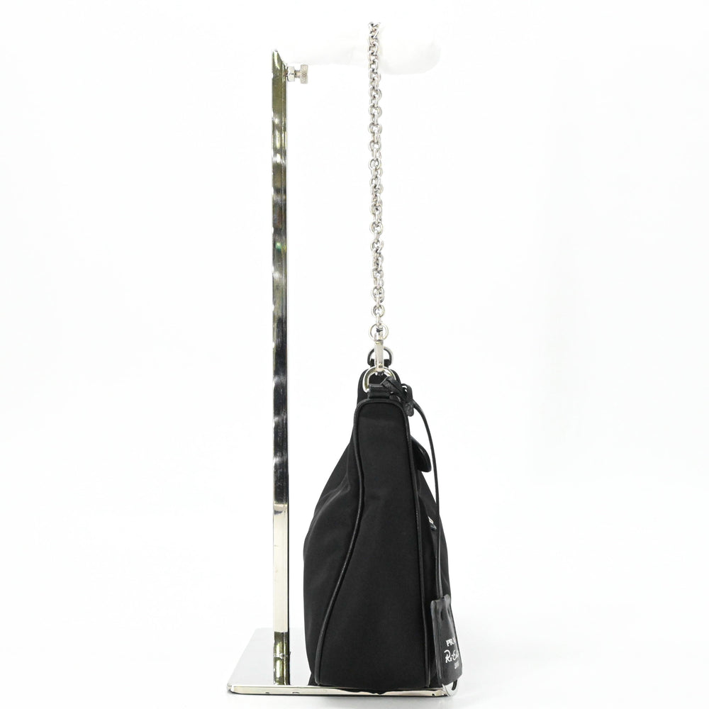 PRADA Tessuto Nylon Leather Shoulder Bag Handbag for Women, Triangle Design, Black IBH204 — Like New