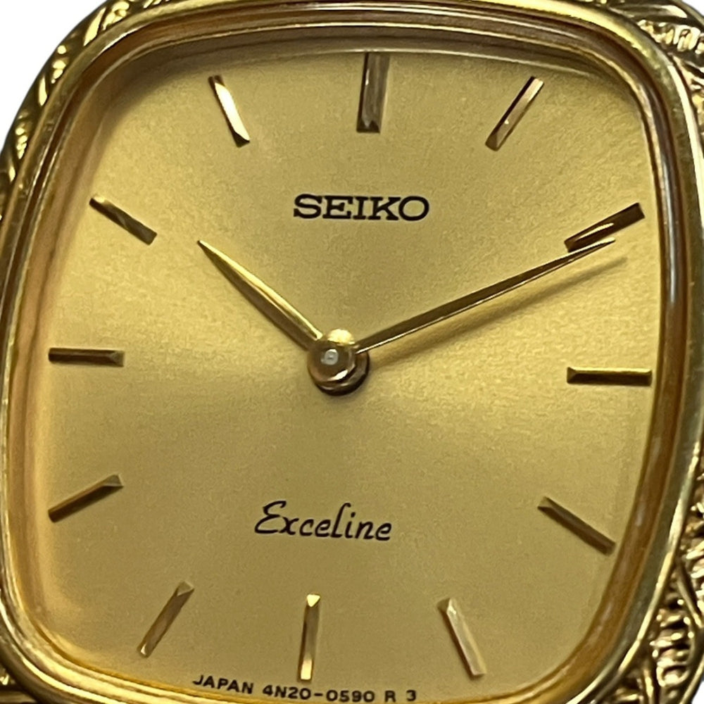 Seiko Exceline watch, total weight 34.9g, GP (Gold Plated) finish, diamond crown, quartz movement, gold dial, model number 4N20-5160 — Good