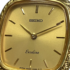 Seiko Exceline watch, total weight 34.9g, GP (Gold Plated) finish, diamond crown, quartz movement, gold dial, model number 4N20-5160 — Good