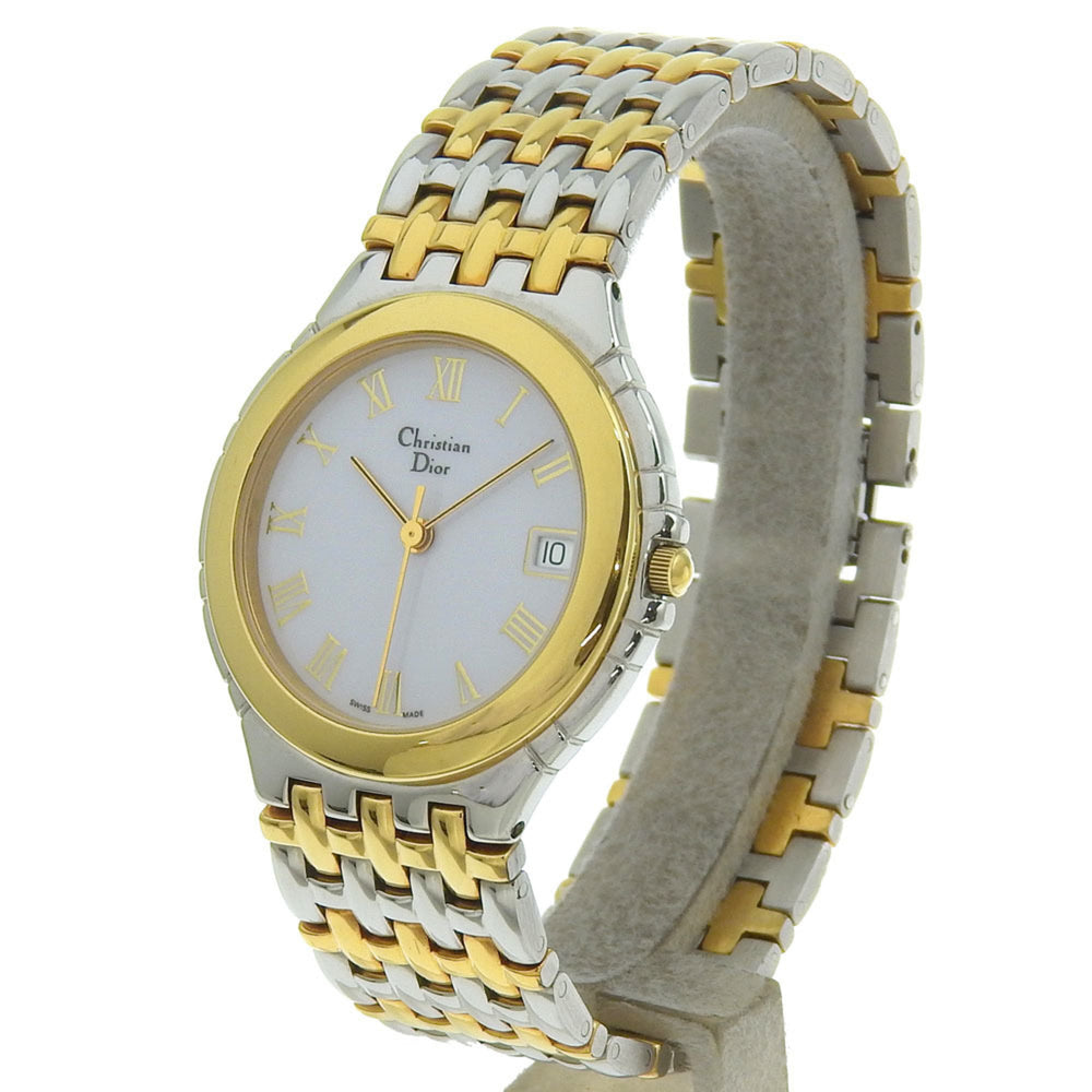 Christian Dior Combination Watch 3023 Stainless Steel x Gold Plated Quartz Analog Display White Dial Boys — Very Good