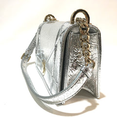 CHRISTIAN DIOR Small flap bag Bag Chain Shoulder Shoulder Bag Silver GoldHardware — Like New