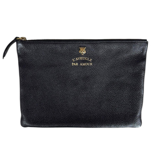 Pre-owned Gucci Animalier Tiger Clutch Bag, Leather 453165, Black, Women's