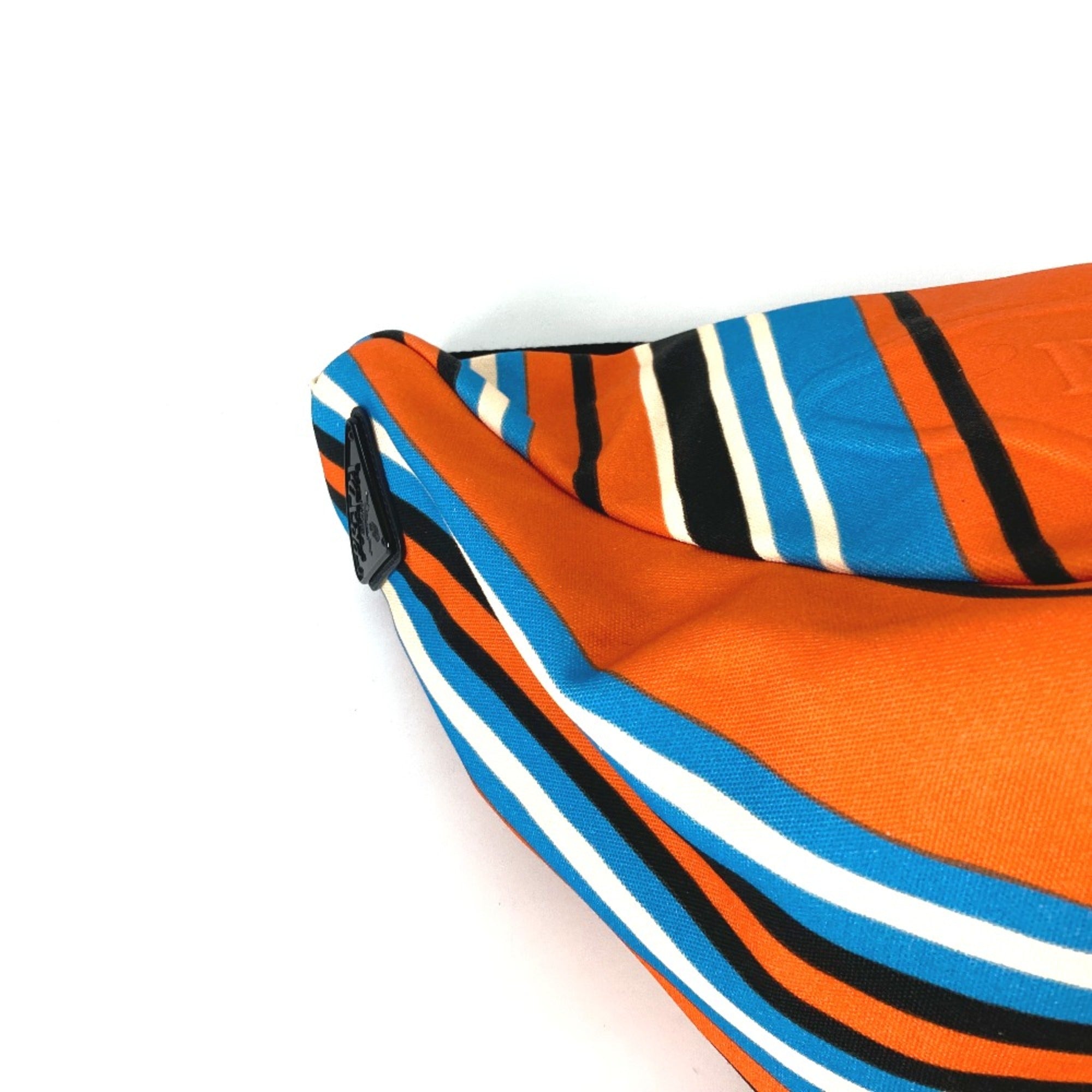 PRADA 2VY007 stripe bag crossbody Shoulder Bag Orange Blue x Black — Like New