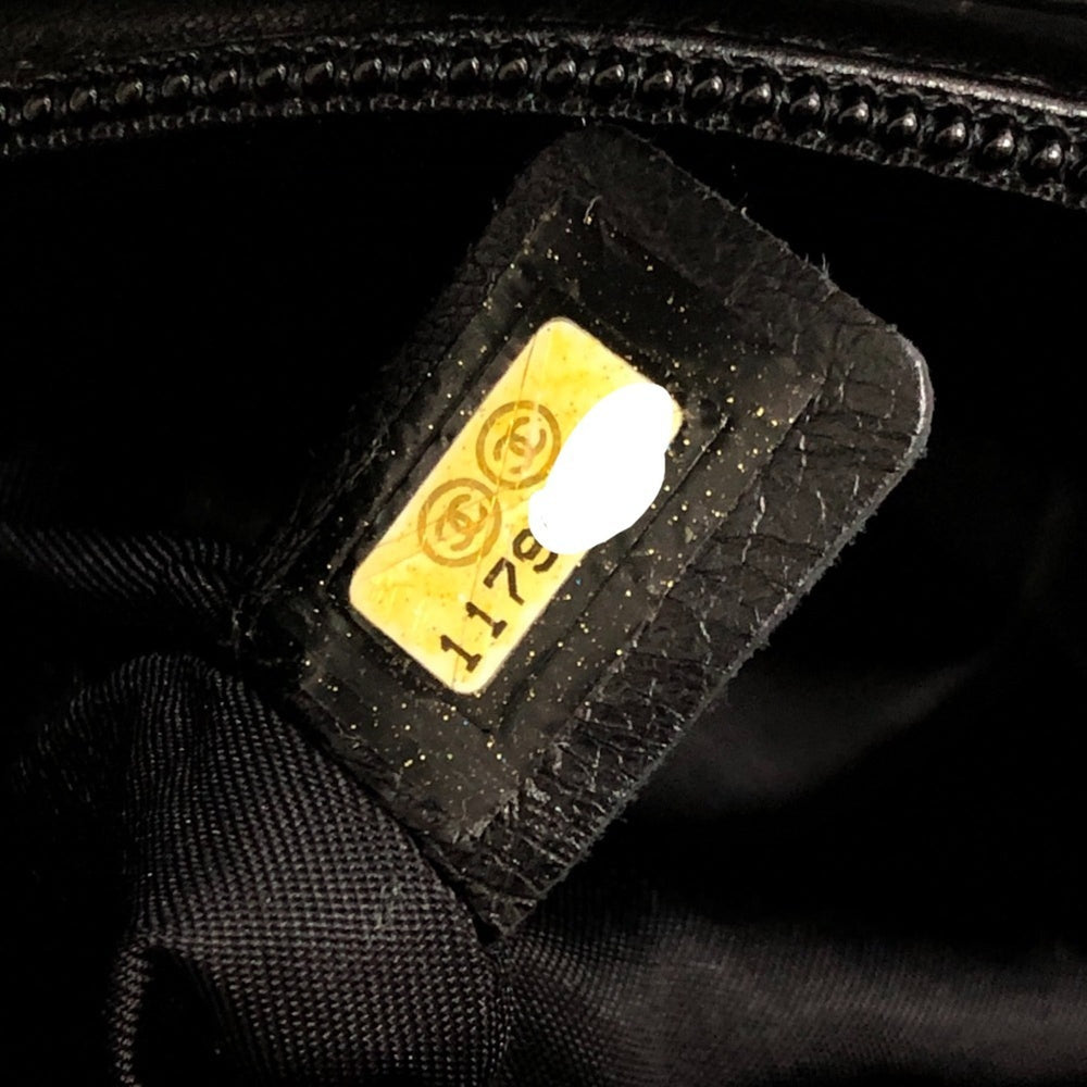 CHANEL A34208 CC Coco Mark Paris-Biarritz PM Enamel x Ponytail Leather Tote Bag Enamel/Ponytail Women's Black — Like New