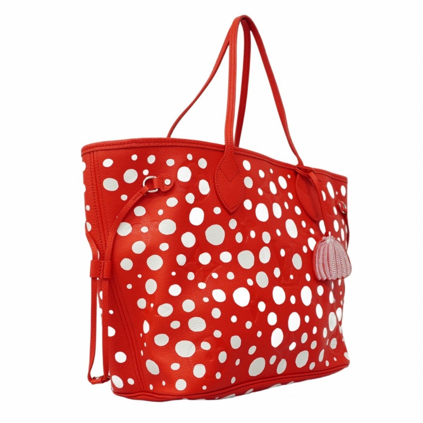 Louis Vuitton Tote Bag Monogram Empreinte Neverfull MM in collaboration with Yayoi Kusama, M46422, Rouge Bron, Women's