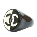 Chanel Ring, Coco Mark, Plastic, Black, White, Two-Tone, Women's, CHANEL