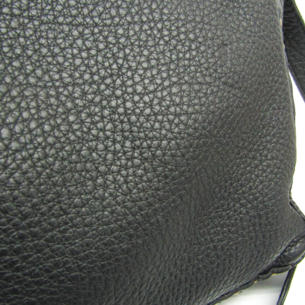 Fendi Selleria 8BT116 Women's Leather Messenger Bag,Shoulder Bag Black