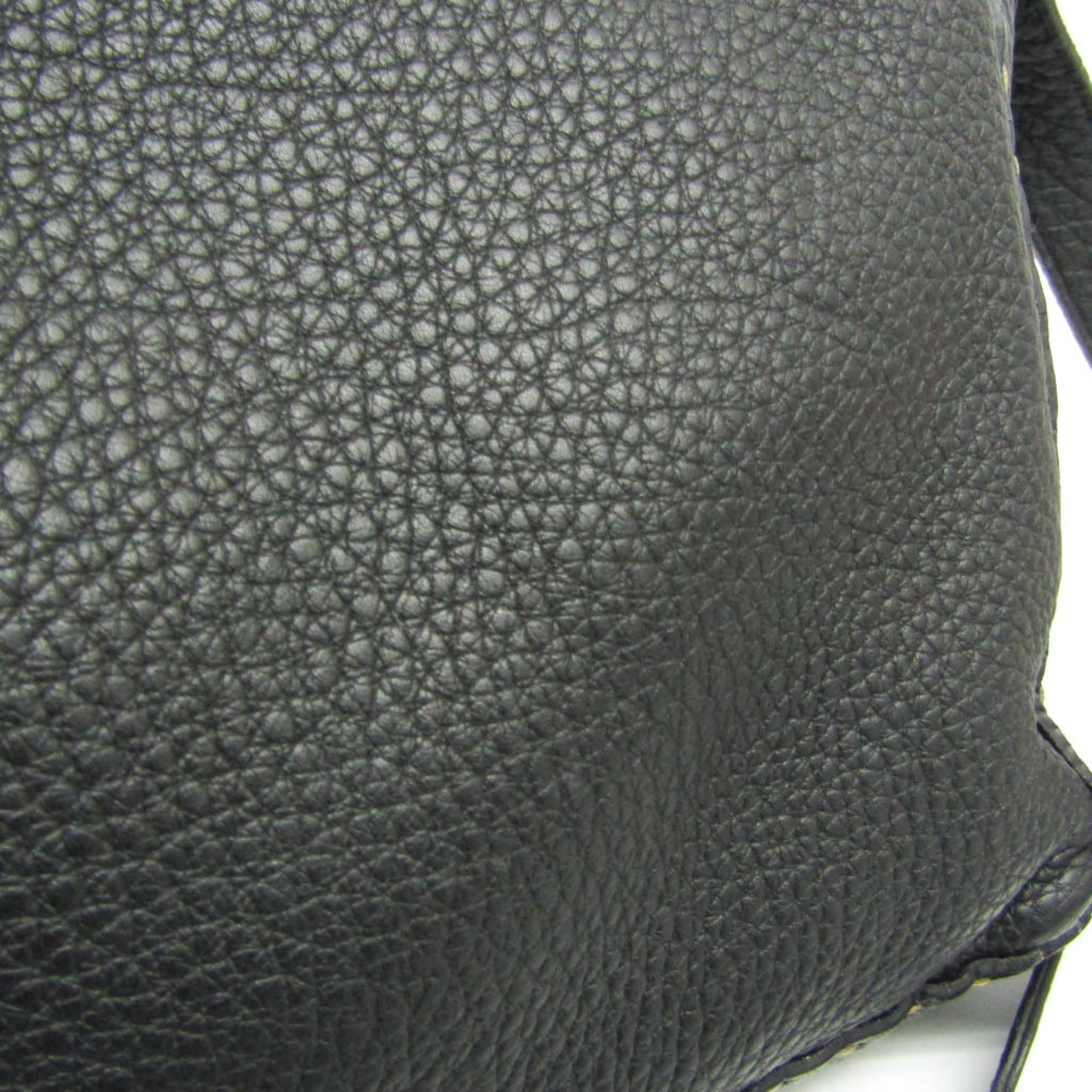 Fendi Selleria 8BT116 Women's Leather Messenger Bag,Shoulder Bag Black