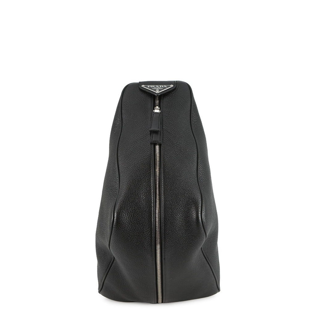 Prada Vitello Dino Triangle Backpack in Leather (2VZ099) - Black