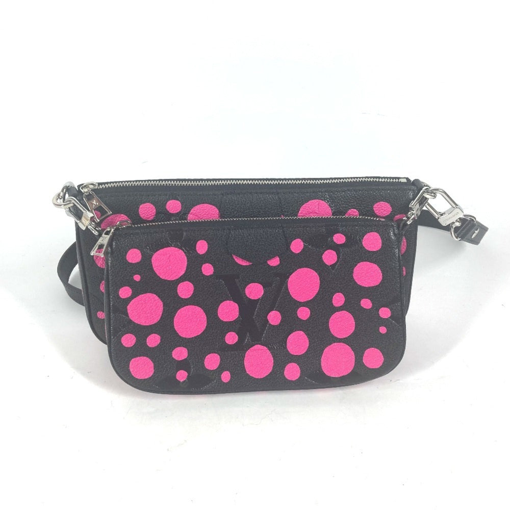 LOUIS VUITTON M46421 Monogram Empreinte Yayoi Kusama LV x YK Multi Pochette Accessoires Crossbody Bag 3WAY Chain Shoulder Leather Women's Noir Fuchsia Black — Like New